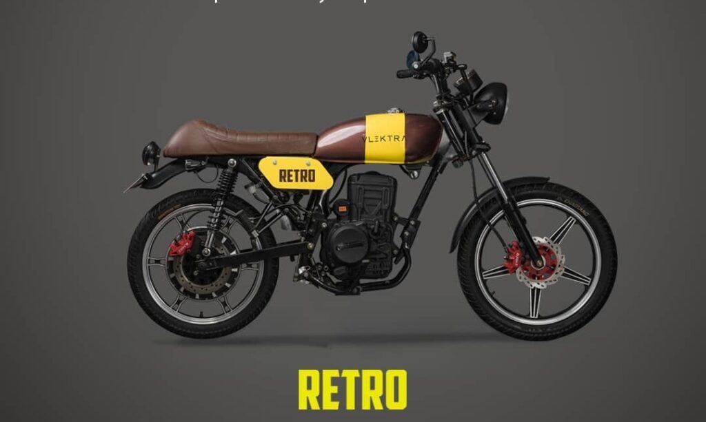 VLEKTRA RETRO electric Bike Specifications Colour yellow & brown 